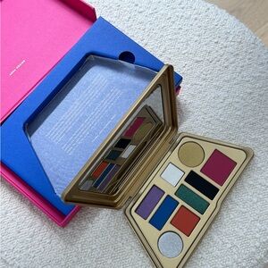 Vibrant Red and Blue Eyeshadow Palette with Luxurious Finish